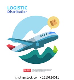 logistic distribution cargo service concept. global delivery worldwide import export shipping banner for web landing page, presentation, social, poster or print media illustration