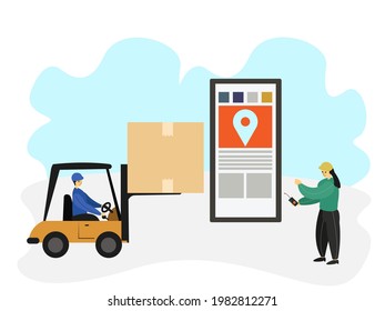 concepto de servicio de carga de distribución logística. entrega global banner de envío de importación a nivel mundial para página web de aterrizaje, presentación, social, afiche o imagen de medios impresos