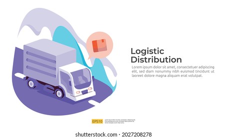 logistic distribution cargo service concept. global delivery worldwide import export shipping banner for web landing page, presentation, social, poster or print media illustration