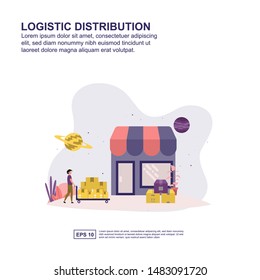 Logistic distribution concept vector illustration flat design for presentation, social media promotion, banner, and more
