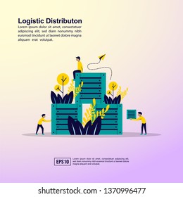 Logistic distribution illustration concept with character. Template for, banner, presentation, social media, poster, advertising, promotion