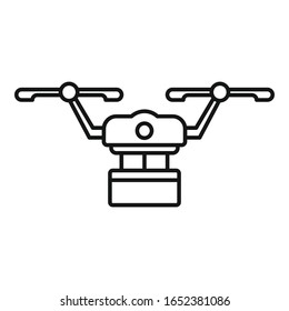 Logistic drone delivery icon. Outline logistic drone delivery vector icon for web design isolated on white background
