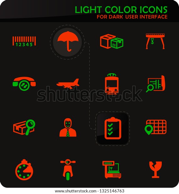 Logistic easy color vector icons on dark\
background for user interface\
design