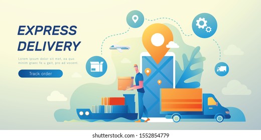 Logistic Ecommerce Vector Illustration Text Layout Stock Vector ...