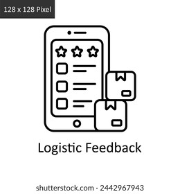 Logistic Feedback  vector outline icon design illustration. Logistics Delivery symbol on White background EPS 10 File