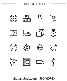 Logistic flat icon set. Collection of high quality outline symbols for web design, mobile app. Logistic vector thin line icons or logo.