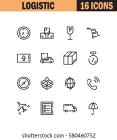 Logistic flat icon set. Collection of high quality outline symbols for web design, mobile app. Logistic vector thin line icons or logo.