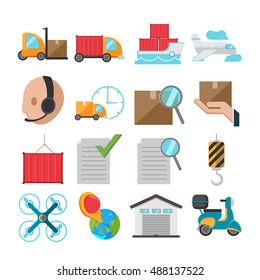 Logistic Flat Icon Shipping Transport Vector