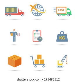 Logistic Freight Service Icons Set Of Truck Worldwide Shipping Fast Delivery Isolated Vector Illustration