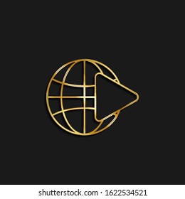 Logistic, globus gold icon. Vector illustration of golden icon