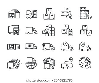 Logistic hand drawn doodle sketch style line icons