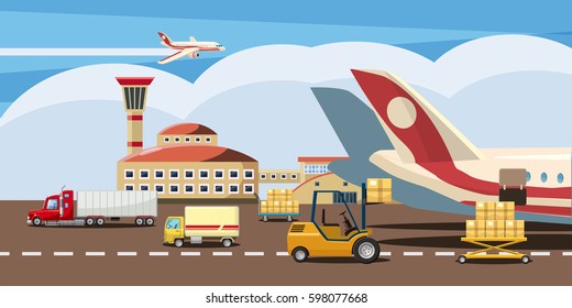 Logistic horizontal banner concept. Cartoon illustration of logistic vector horizontal banner for web