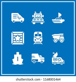 logistic icon. 9 logistic vector set. shipping, delivery truck, ship and train icons for web and design about logistic theme