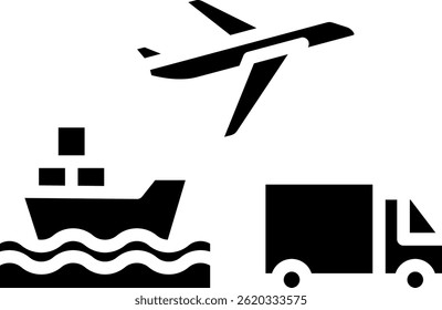 Ilustração do vetor de glifos de ícones logísticos