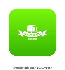 Logistic icon green vector isolated on white background