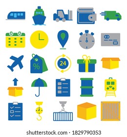Logistic Icon Set Color Style Design Vector Template Illustration