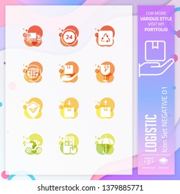 Logistic icon set with glyph style for shipping service. Business icon bundle can use for website, app, UI, infographic, print template and presentation.