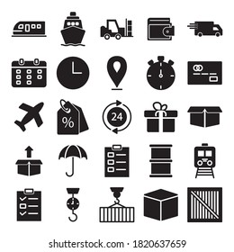 Logistisches Symbol Set Glyph Style Icon Design Vector Template Illustration