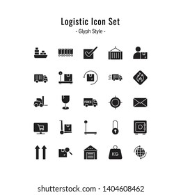 logistic icon set. logistic icons vector. glyph icon style design