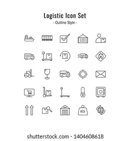 logistic icon set. logistic icons vector. outline icon style design