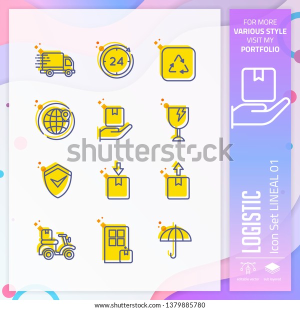 Logistic Icon Set Lineal Style Shipping Stock Vector Royalty Free