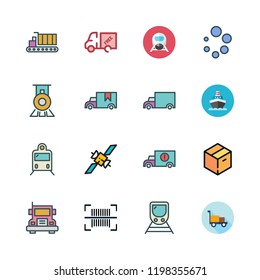 logistic icon set. vector set about transportation, warehouse, truck and train icons set.