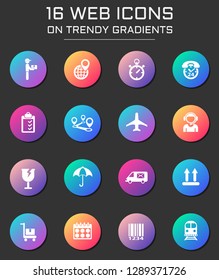 logistic icon set. logistic web icons on round trendy gradients