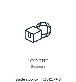 Logistic icon. Thin linear logistic outline icon isolated on white background from business collection. Line vector sign, symbol for web and mobile