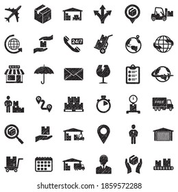 Iconos Logísticos. Diseño de esgrima negra. Ilustración vectorial.