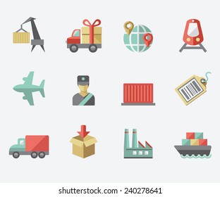 Logistic icons, flat design