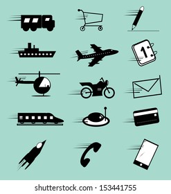 Logistic Icons on fast movement. Can be used for mobile devices.