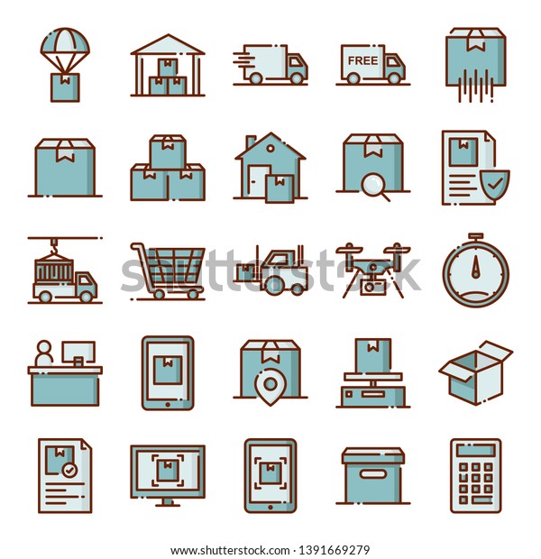 Logistic icons pack. Isolated logistic\
symbols collection.