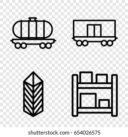 Logistic icons set. set of 4 logistic outline icons such as cargo, cargo wagon