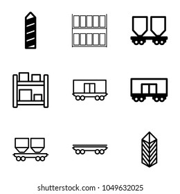 Logistic icons. set of 9 editable outline logistic icons such as cargo, cargo wagon