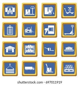 Logistic icons set in blue color isolated vector illustration for web and any design
