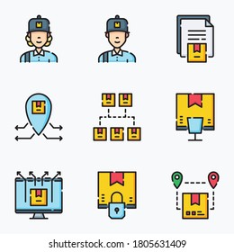 Logistic icons set color with white background - vector