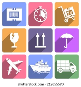 Logistic icons set - flat design