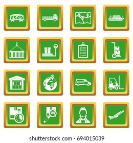 Logistic icons set in green color isolated vector illustration for web and any design