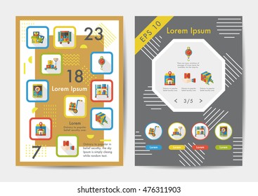 Logistic icons set with long shadow,eps10