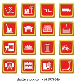Logistic icons set in red color isolated vector illustration for web and any design