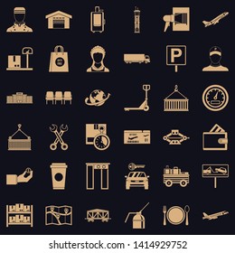 Logistic icons set. Simple style of 36 logistic vector icons for web for any design