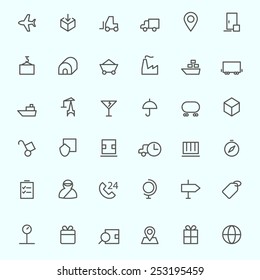 Logistic icons, simple and thin line design