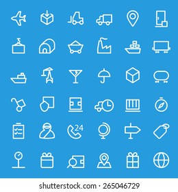 Logistic icons, simple and thin line design