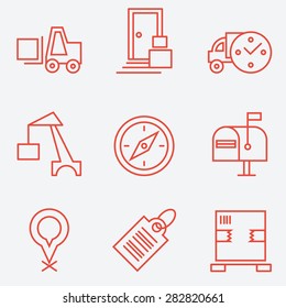 Logistic icons, thin line style, flat design
