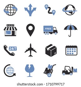 Logistic Icons. Two Tone Flat Design. Vector Illustration.