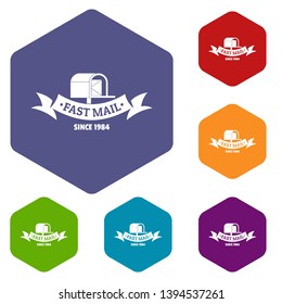 Logistic icons vector colorful hexahedron set collection isolated on white 