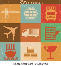 Logistic icons,retro vector