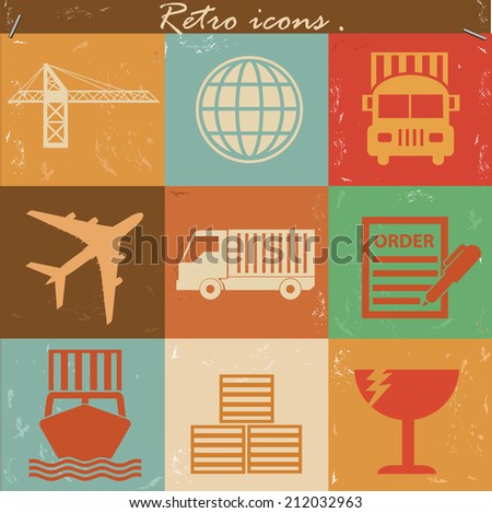 Logistic icons,retro vector