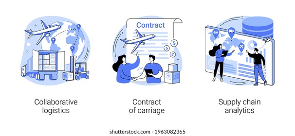 Logistic industry abstract concept vector illustrations.