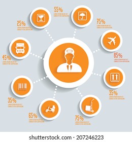 Logistic info graphic design concept yellow version,clean vector